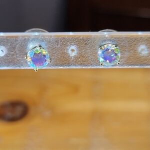 Crystal AB Rhinestone Stud Pierced Earrings Quiet Luxury Fashion Jewelry